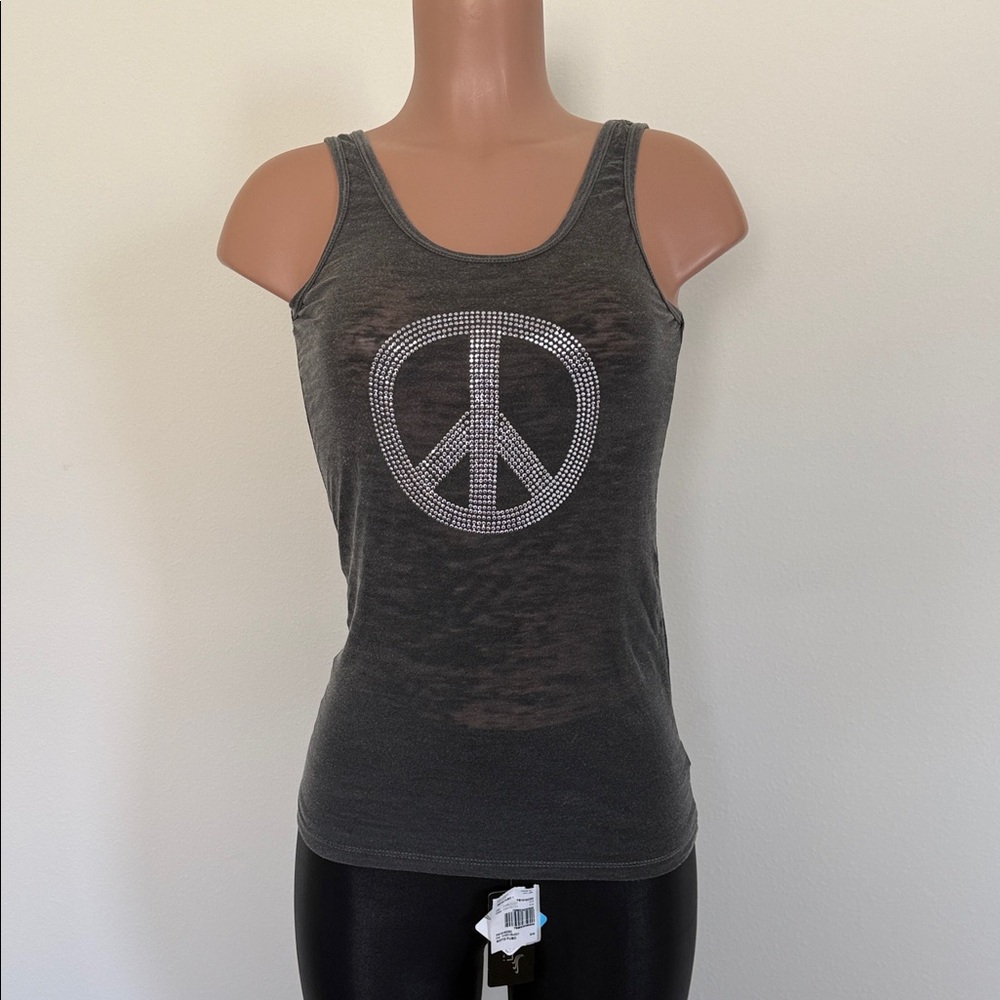 Charcoal Peace Sign Tank Top e.vil S